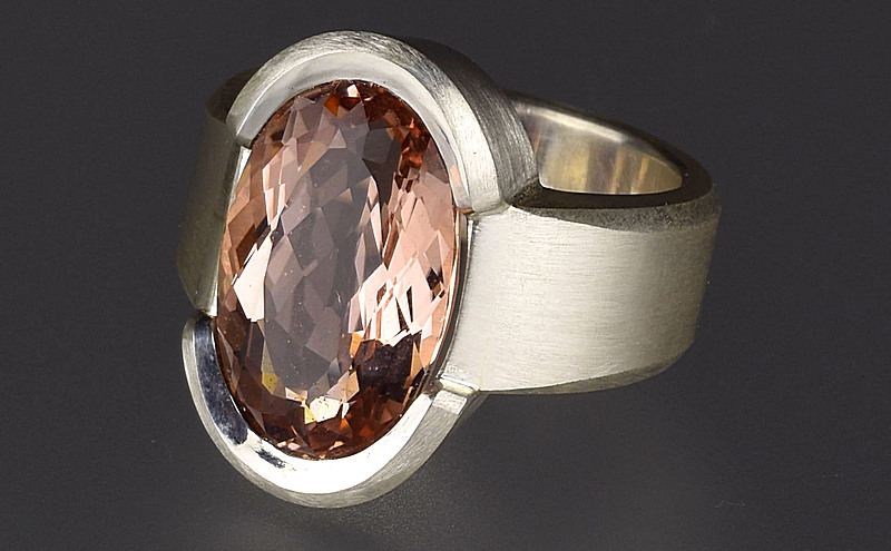 Sterling Silver and Morganite ring No 3804